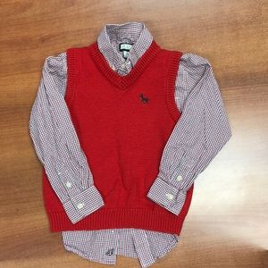 Boys plaid shirt & sweater vest combo size 5-6